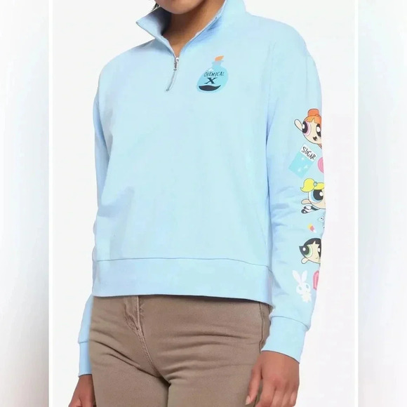 The Powerpuff Girls Half-Zipper Girls Sweatshirt - Picture 1 of 5